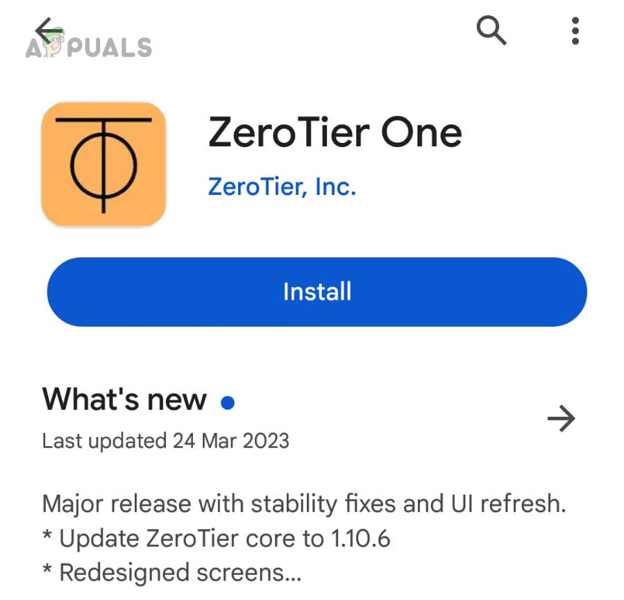Install ZeroTier One on the Android Phone