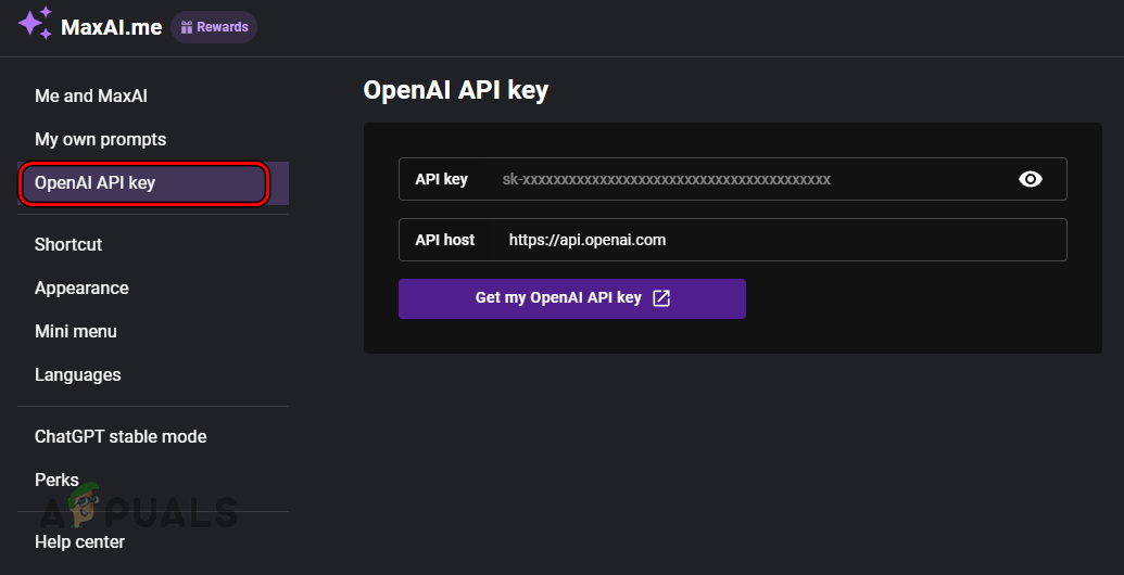 Set up the OpenAI API Key in the MaxAI