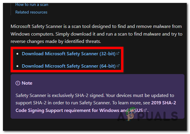 Downloading the Microsoft Safety Scanner