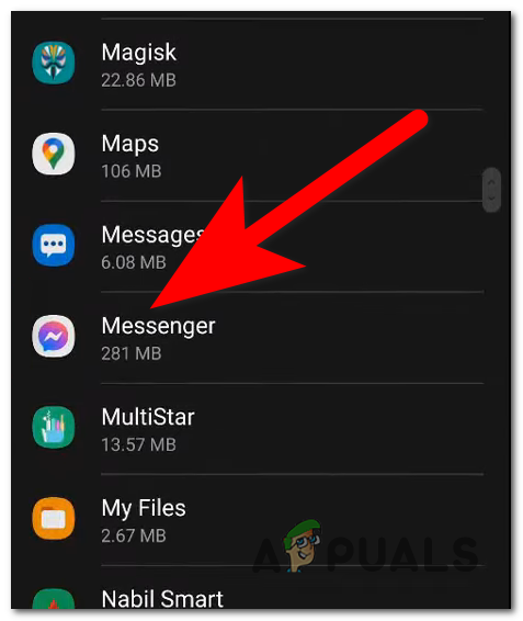 Opening the Messenger settings