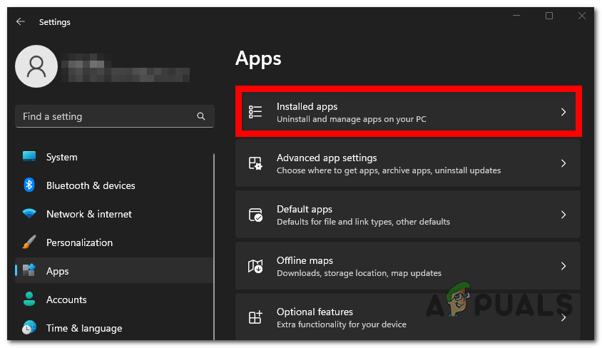 Accessing the Installed apps tab