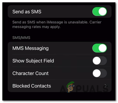 Enabling MMS Messaging and Send as SMS options