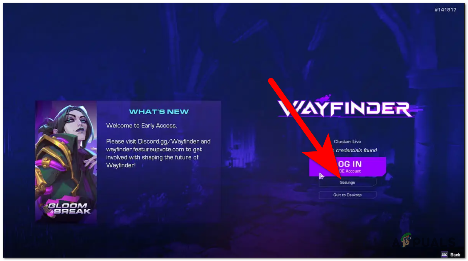 Accessing the Wayfinder Settings