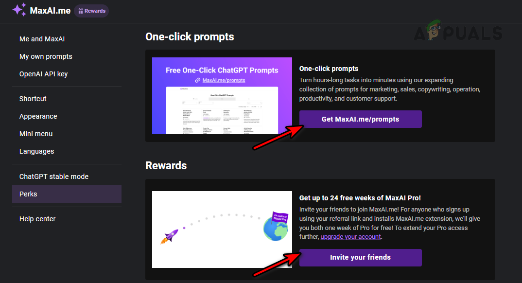 Open One-Click Prompts and Rewards in the MaxAI Extension