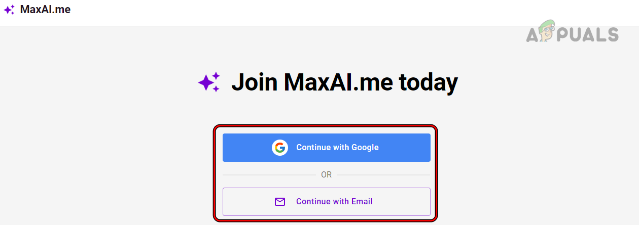 Log into the MaxAI.me By Using Google or Email