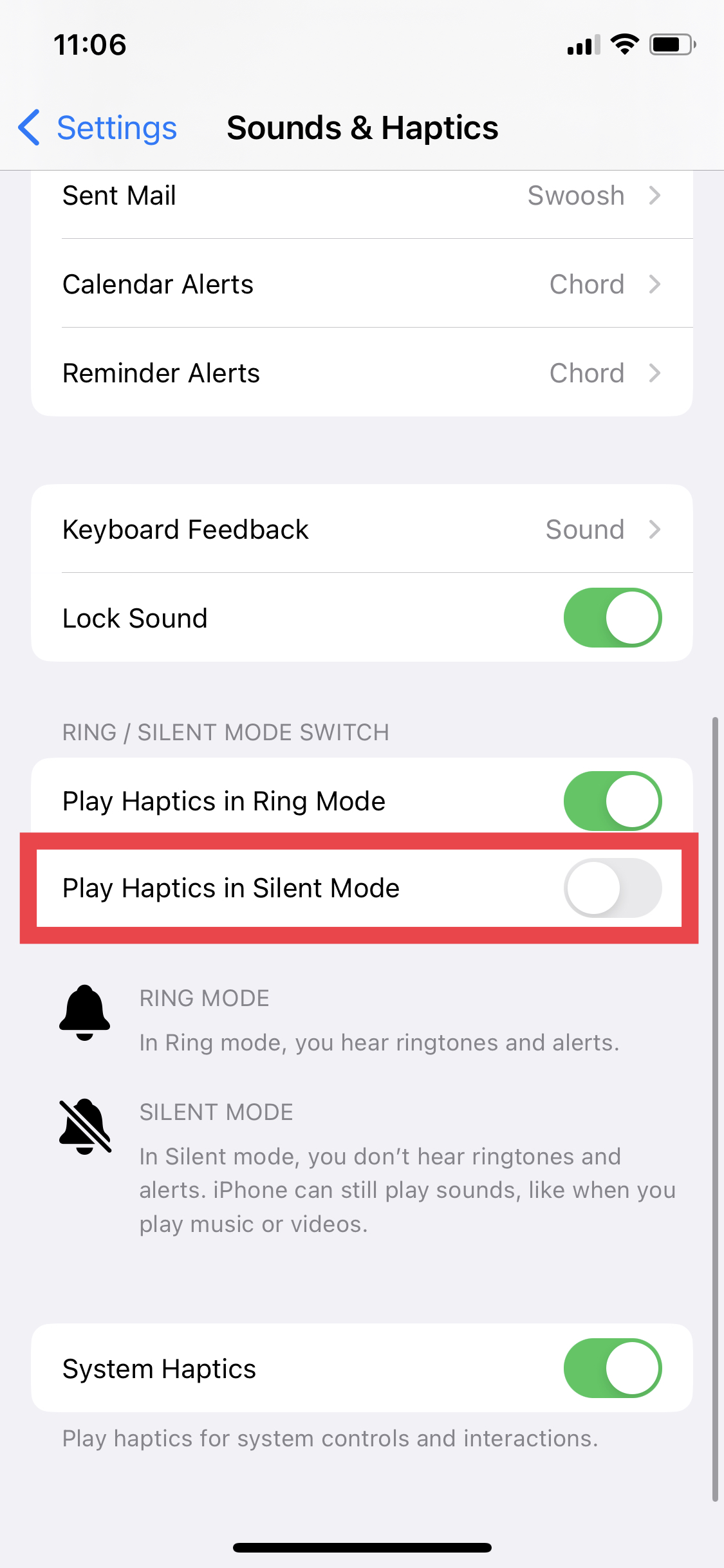 3. iPhone play haptics in silent mode screenshot