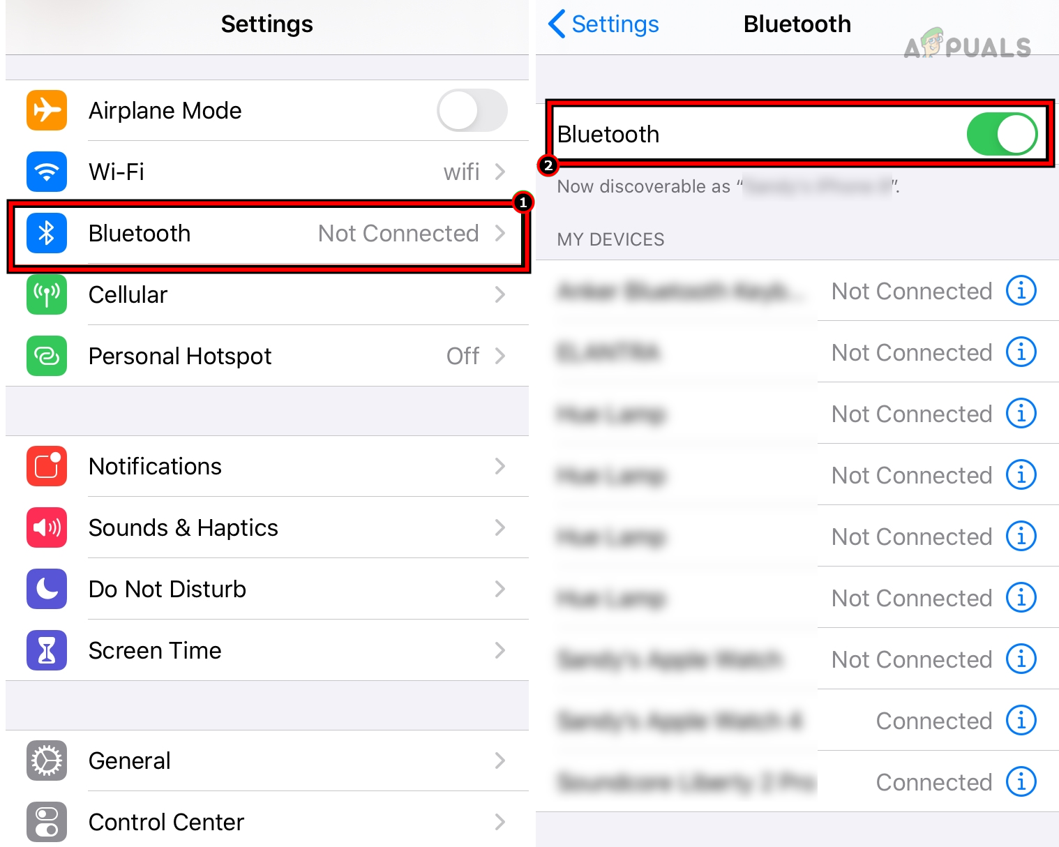Disable Bluetooth in the iPhone Settings