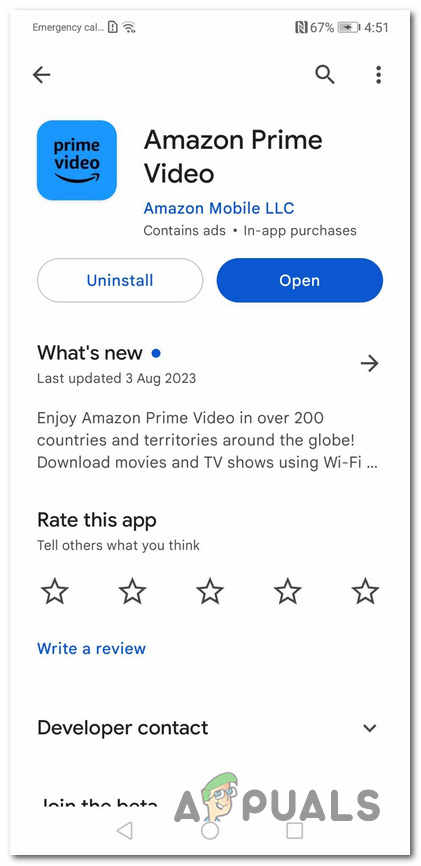 Updating the Amazon Prime Video app