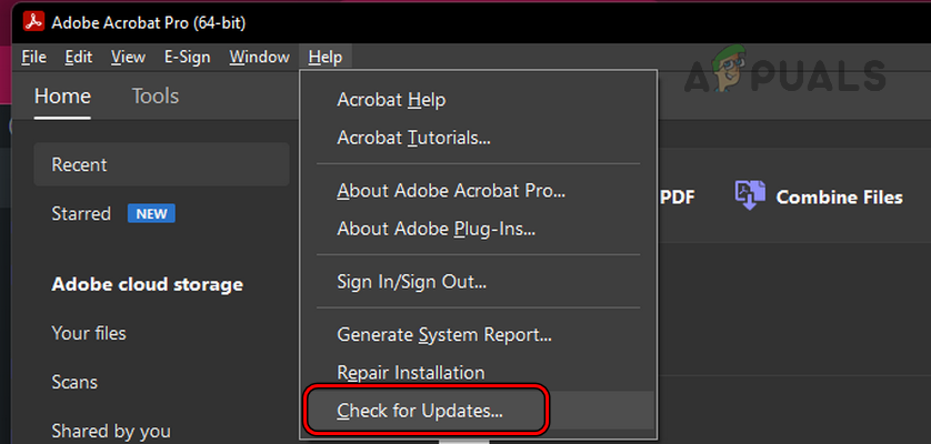 Check for Updates of Adobe Acrobat