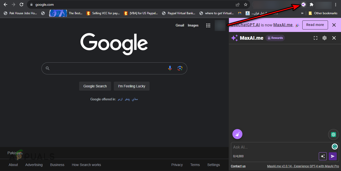 Open the MaxAI Extension by Clicking its Icon