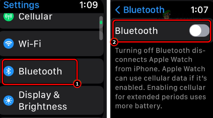 Disable Bluetooth on the Apple Watch