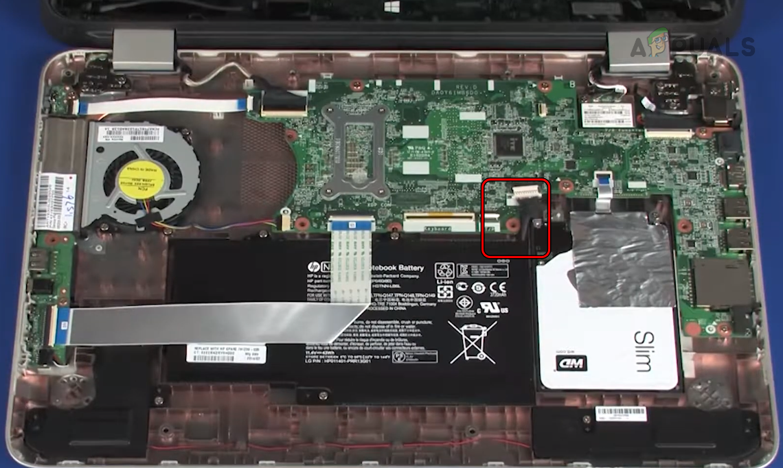 Disconnect the Battery from the Motherboard of the HP Laptop
