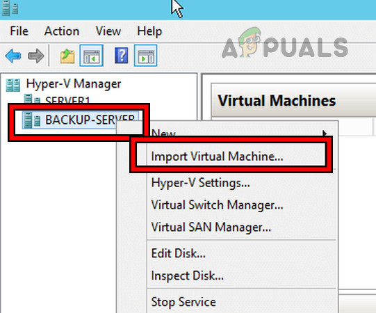 Import Virtual Machine in the Hyper-V Manager