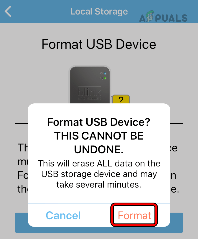 Format the USB Drive Through the Blink App