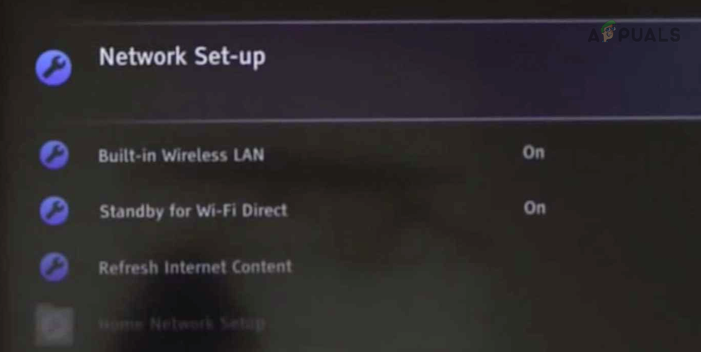 Open Network Set-up on the Sony TV