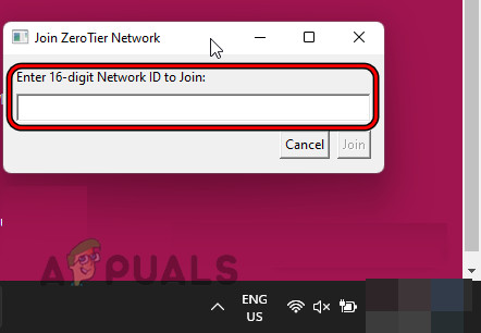 Paste Your ZeroTier Network ID and Click on Join