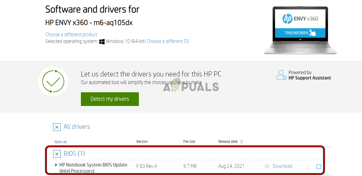Download BIOS Update of HP Envy X360