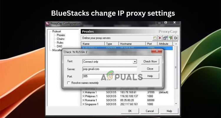 BlueStacks change IP proxy settings