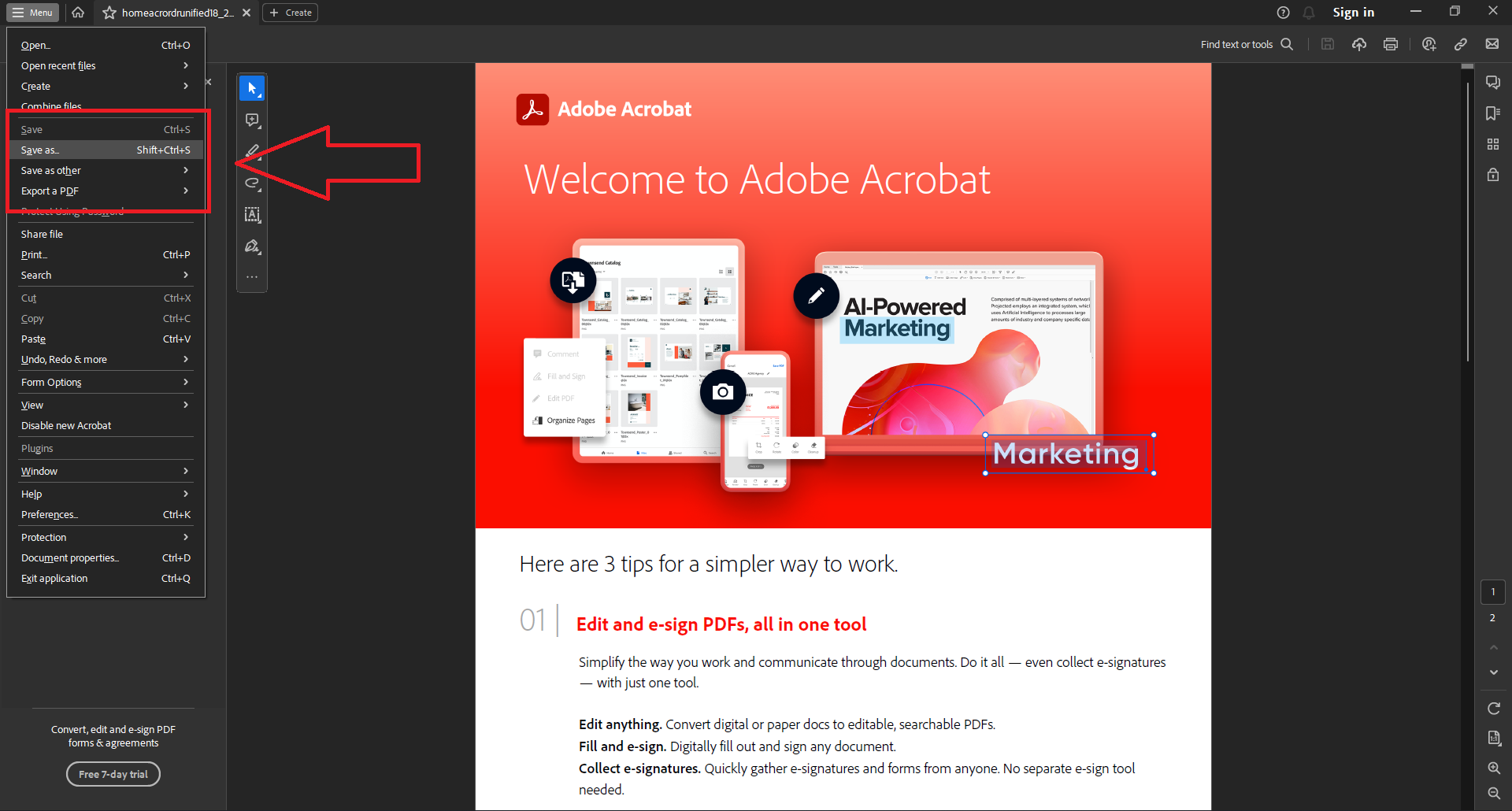 Adobe Acrobat Export Options