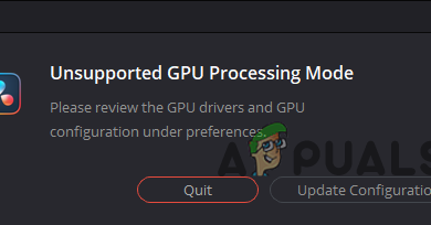 Unsupported GPU Processing Mode Error Message