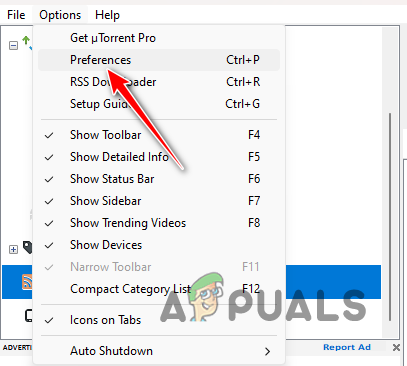 Opening Preferences Window