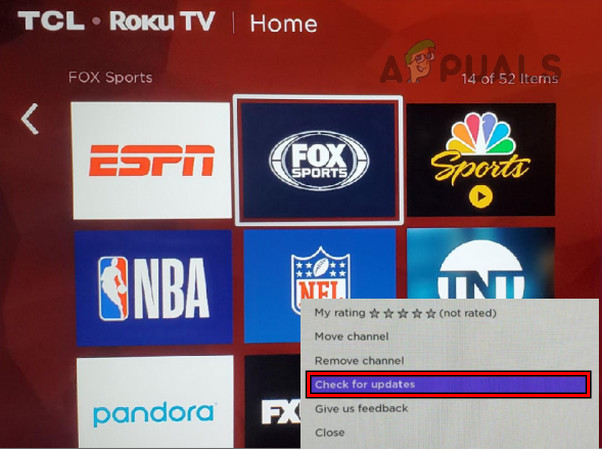 Check for NFL Updates on Roku