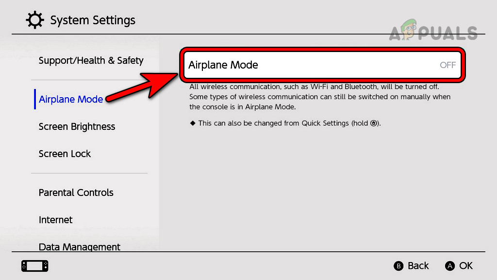 Enable Airplane Mode on the Nintendo Switch