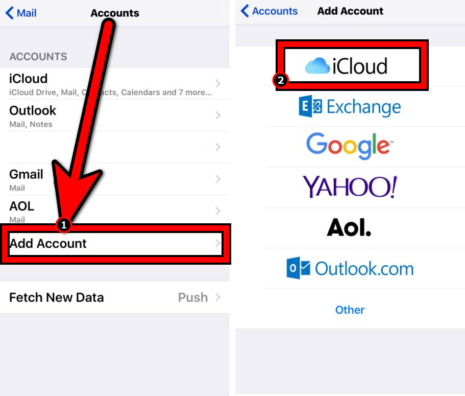 Add a New iCloud Account on the iPhone