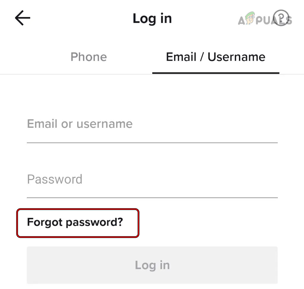 Reset the TikTok Password Through the Forgot Password Link