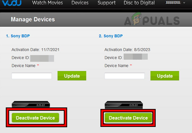Remove Devices from the Vudu Account