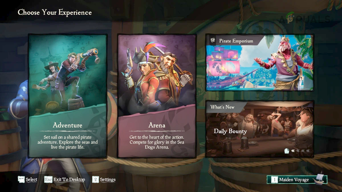 Open the Adventure Menu in Sea of Thieves