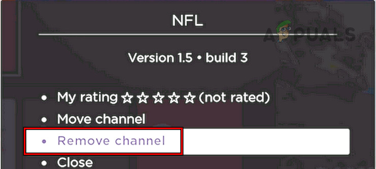 Remove NFL Channel on the Roku Device