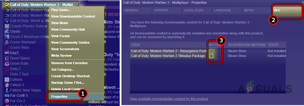Disable DLCs for MW2
