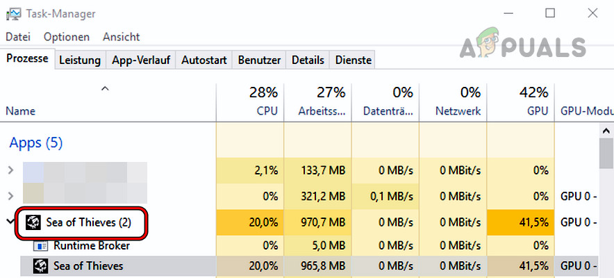 End Sea of Thieves in the Task Manager
