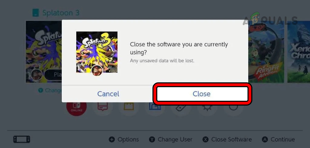 Close Splatoon 3 Game on the Nintendo Switch