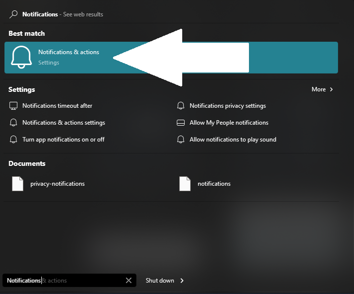 Notifications and actions in Start Menu