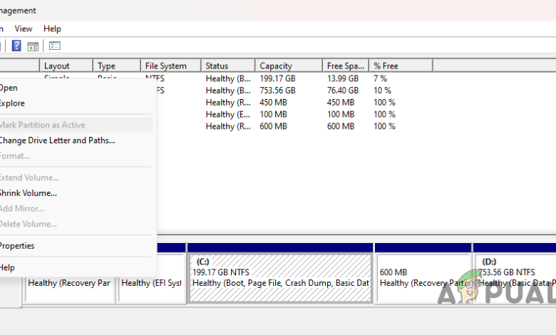 Mark Partition as Active Greyed Out in Disk Management