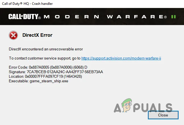 Call of Duty Modern Warfare II DirectX Error