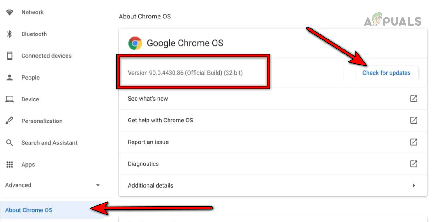 Update Google Chrome OS