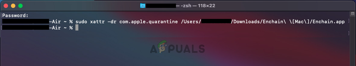 Remove the Quarantine Attribute from the Application on the Mac