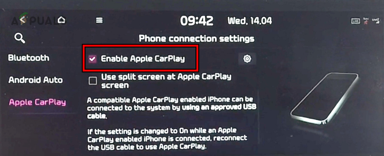 Disable and Enable Apple CarPlay in the Infotainment Settings