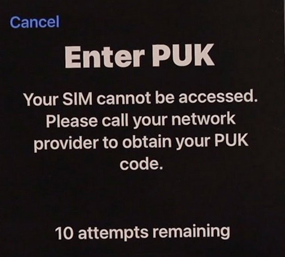 Enter PUK to Unlock the SIM