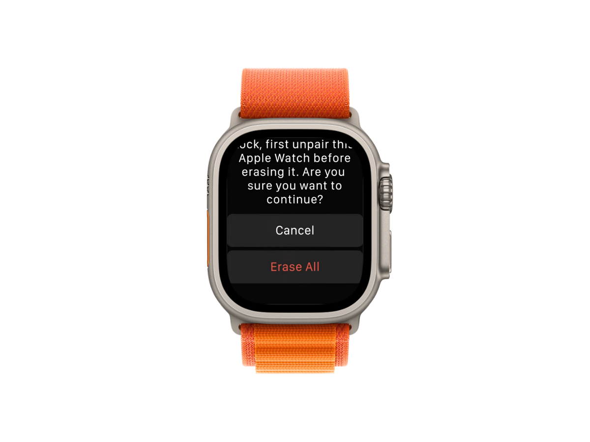 Final Step: Tap Erase All to Reset Apple Watch