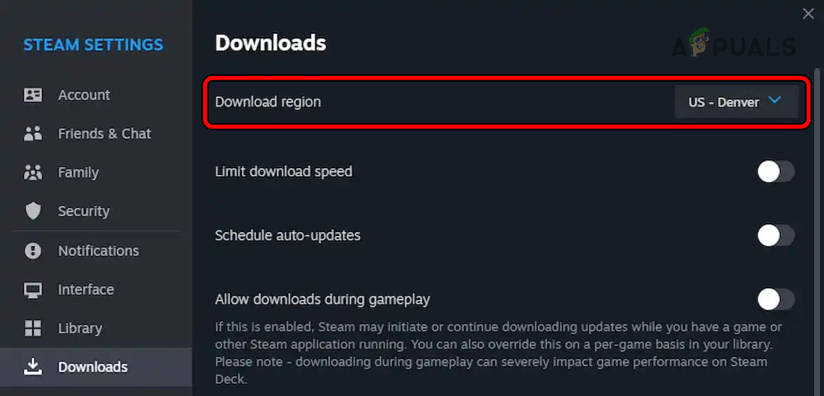 Change the Download Region of the Steam Deck
