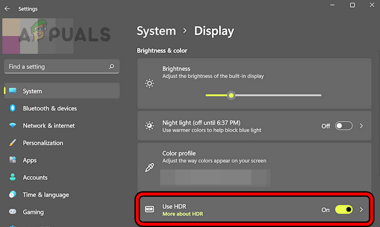 Disable HDR on Windows 11