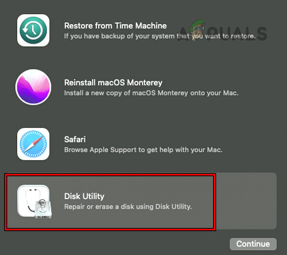 Open Disk Utility in the Mac's Recovery Utilities