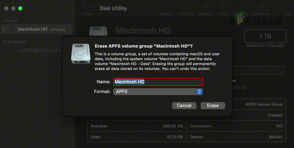 Erase Mactonish HD in the Mac's Disk Utility