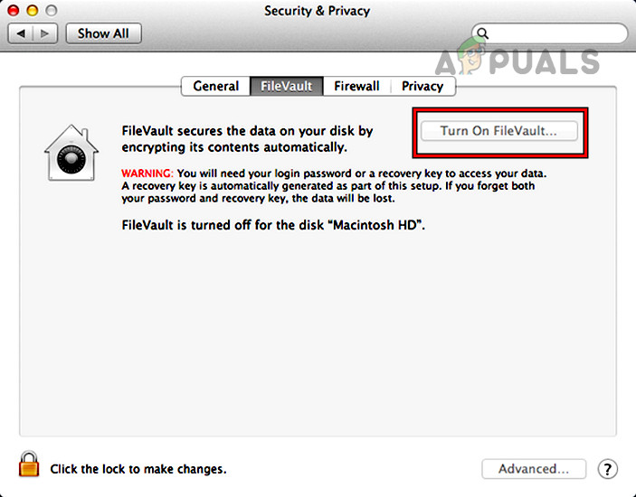 Enable FileVault on the Mac