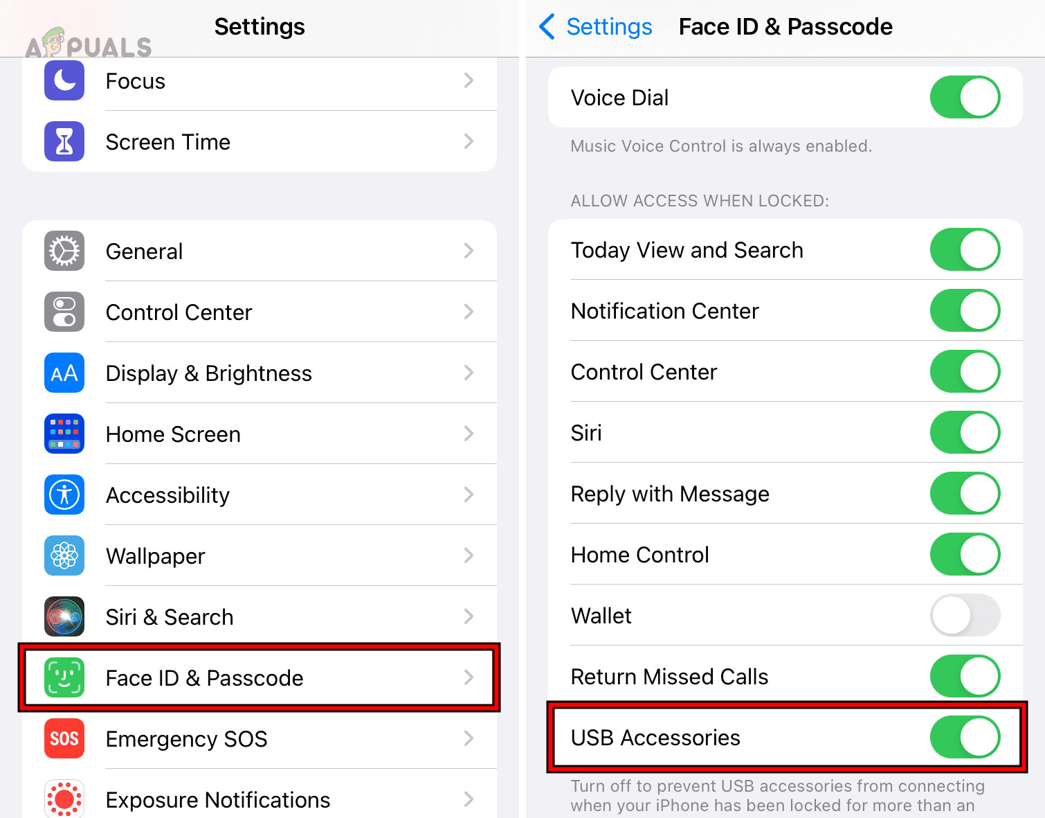 Enable USB Accessories in the iPhone Settings
