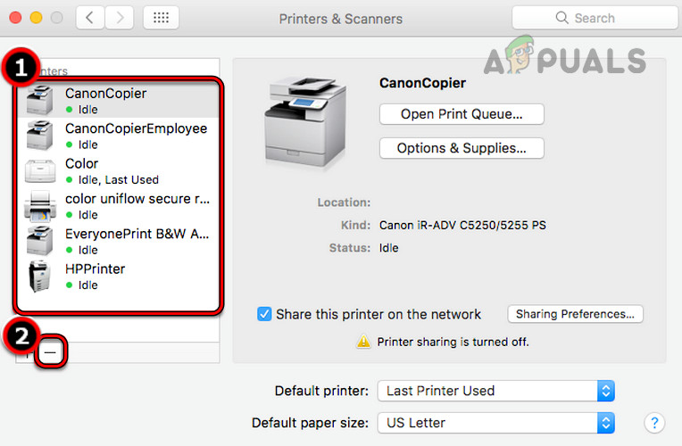 Remove the Printer from the Mac